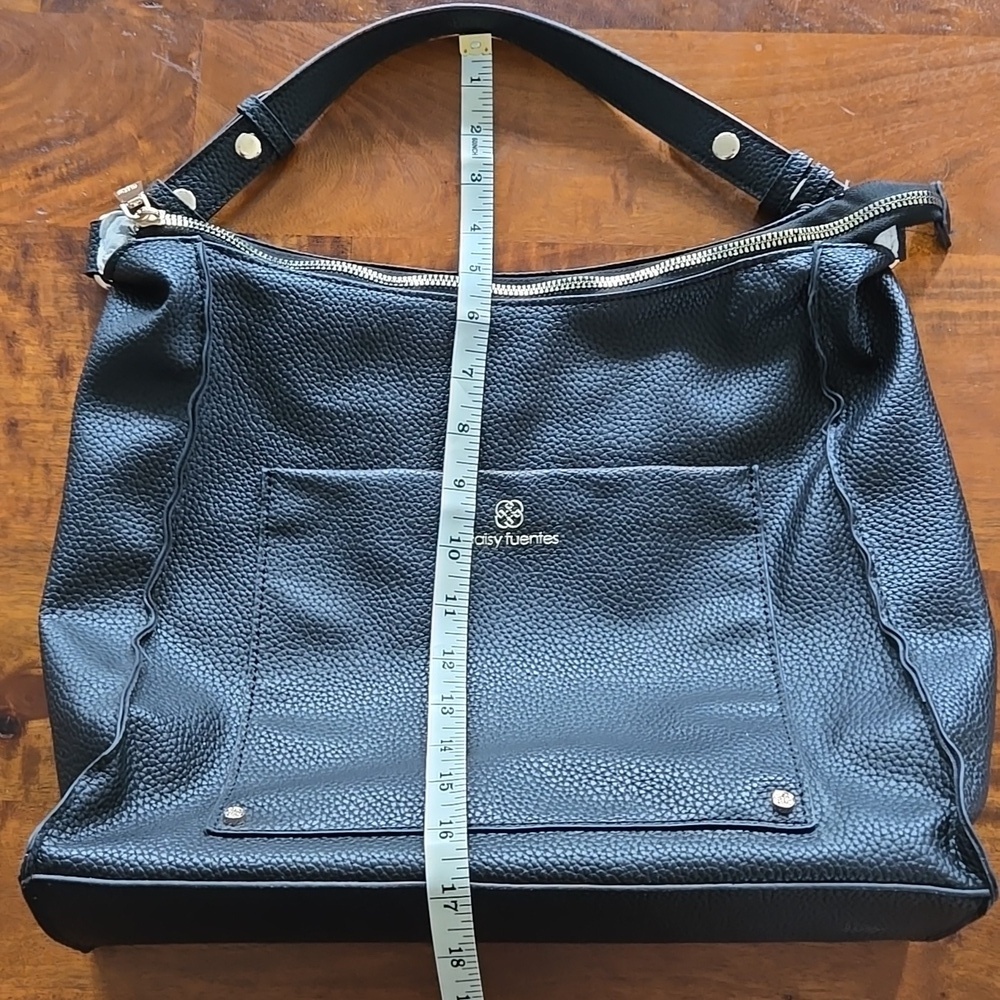 Daisy Fuentes Black Faux Leather Handbag Shoulder Bag - Picture 13 of 14